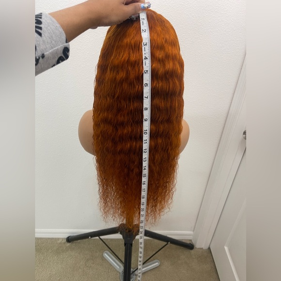 New! 22”  Full 13x4 Transparent Lace Frontal , Deep Wave, Ginger Orange Wig - Picture 4 of 11